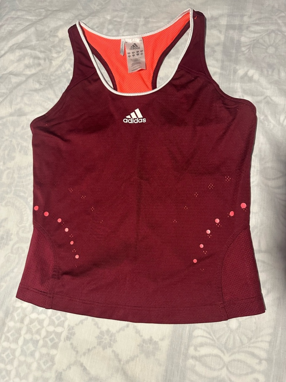 adidas Maroon women Tank Top with Coral Accents size M